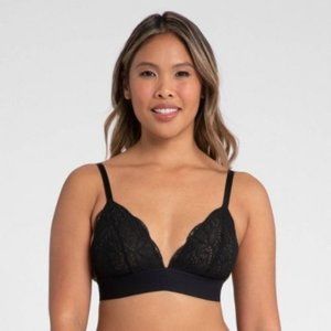 All.You.LIVELY Women's Long-Lined Lace Bralette - Jet Black Large